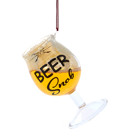 Kurt Adler Beer Glass Ornament w Saying Beer Snob