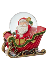 Kurt Adler Christmas Santa On Sleigh Snow Globe 45mm Holding Bell