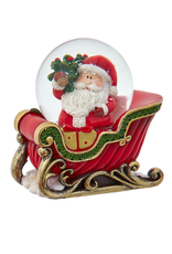 Kurt Adler Christmas Santa On Sleigh Snow Globe 45mm Holding Tree