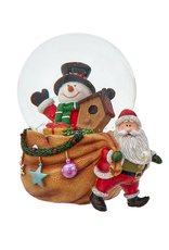 Kurt Adler Christmas Snow Globe 65mm Santa Sack W Snowman Water Globe