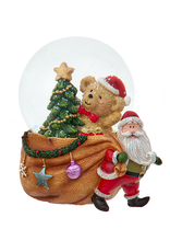 Kurt Adler Christmas Snow Globe 65mm Santa Sack W Teddy Bear