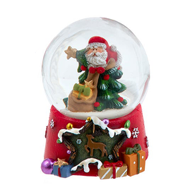 Kurt Adler Christmas Snow Globe 65mm Santa W Tree Water Globe TCTR