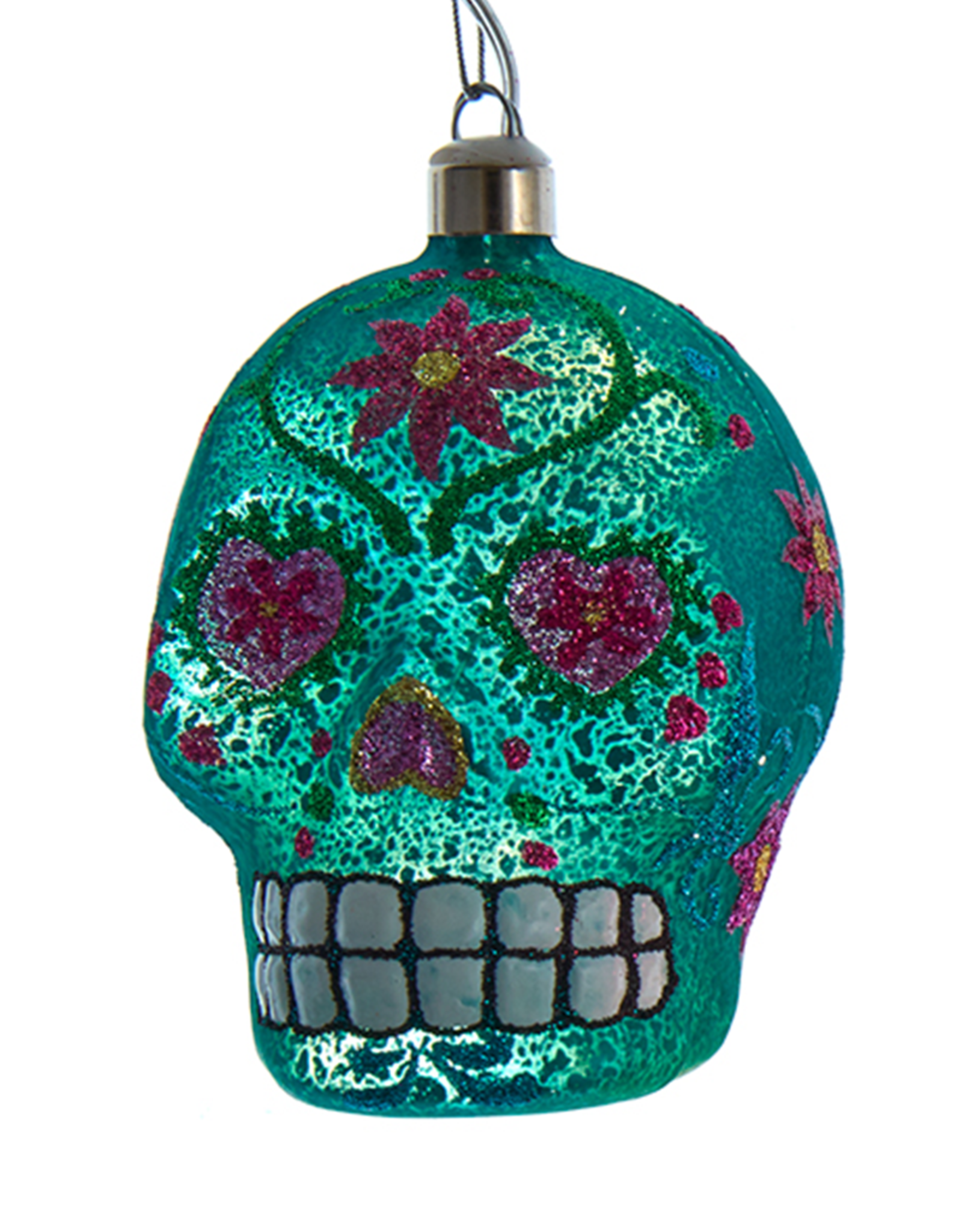 Kurt Adler Illuminated Gems USB LED Day Of The Dead Skull Ornament G