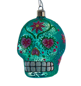 Kurt Adler Illuminated Gems USB LED Day Of The Dead Skull Ornament G