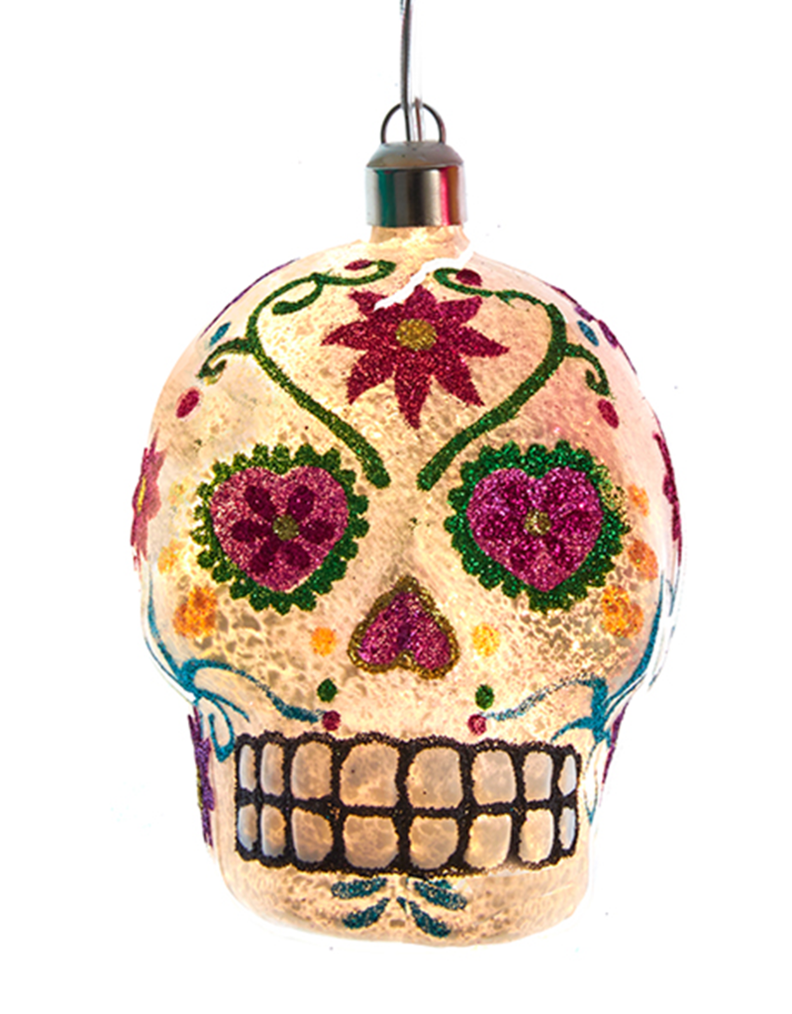 Kurt Adler Illuminated Gems USB LED Day Of The Dead Skull Ornament W
