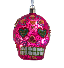 Kurt Adler Illuminated Gems USB LED Day Of The Dead Skull Ornament P