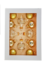 Kurt Adler Gold Glass 35MM Ball And Finial Ornaments 12pcs