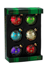 Kurt Adler Multicolor Glass Ball Ornaments 60MM Set Of 6