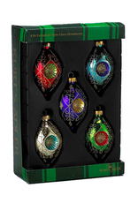 Kurt Adler Multicolor Glass Finial Reflectors Ornaments 45MM Set Of 5