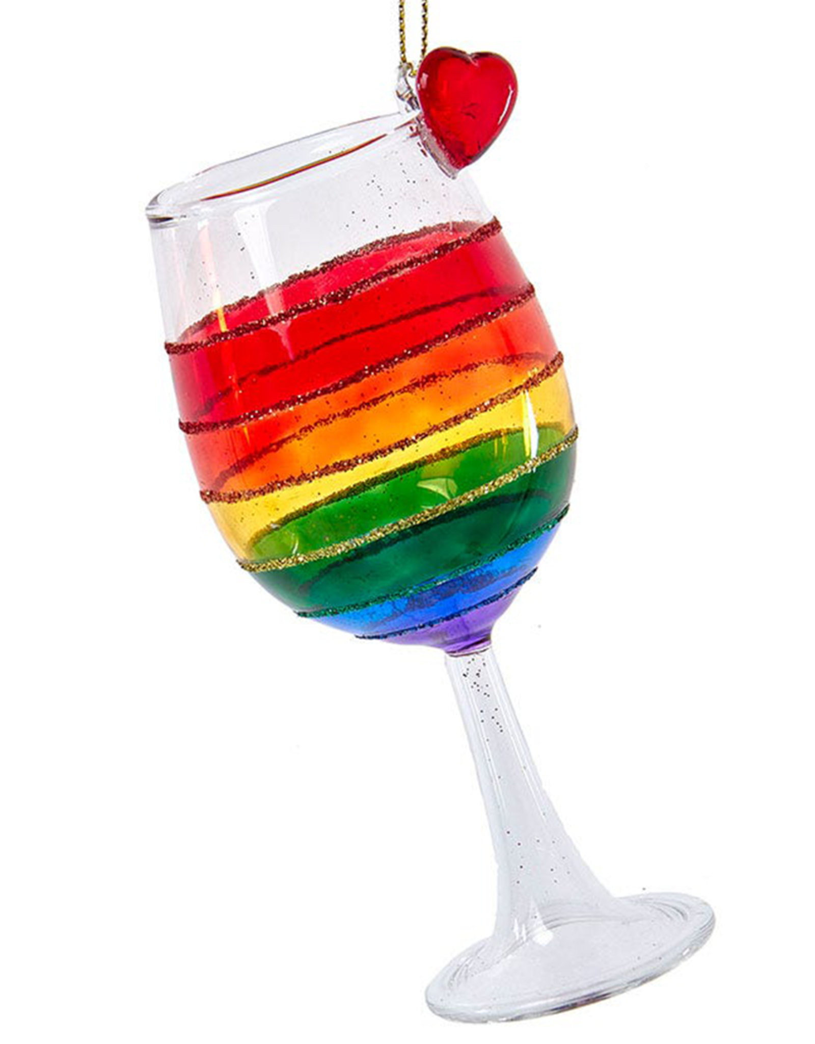 Kurt Adler Pride Glass Wine Glass Ornament
