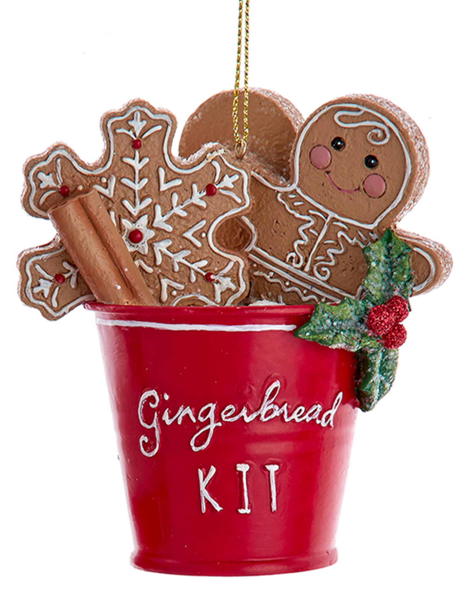 Kurt Adler Gingerbread Man In Pail Ornament w Saying Gingerbread Kit