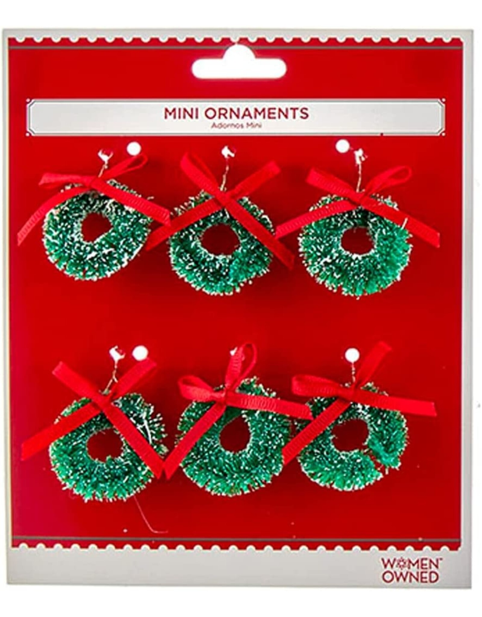 Kurt Adler Miniature Ornaments Mini Wreaths w Red Bows 1 Set w 6pcs