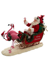 Kurt Adler Fabriche Santa In Sleigh With Flamingos