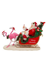 Kurt Adler Fabriche Santa In Sleigh With Flamingos