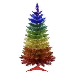 Kurt Adler Rainbow Tinsel Foil Christmas Tree Un-Lit 36 Inch - 3 FT