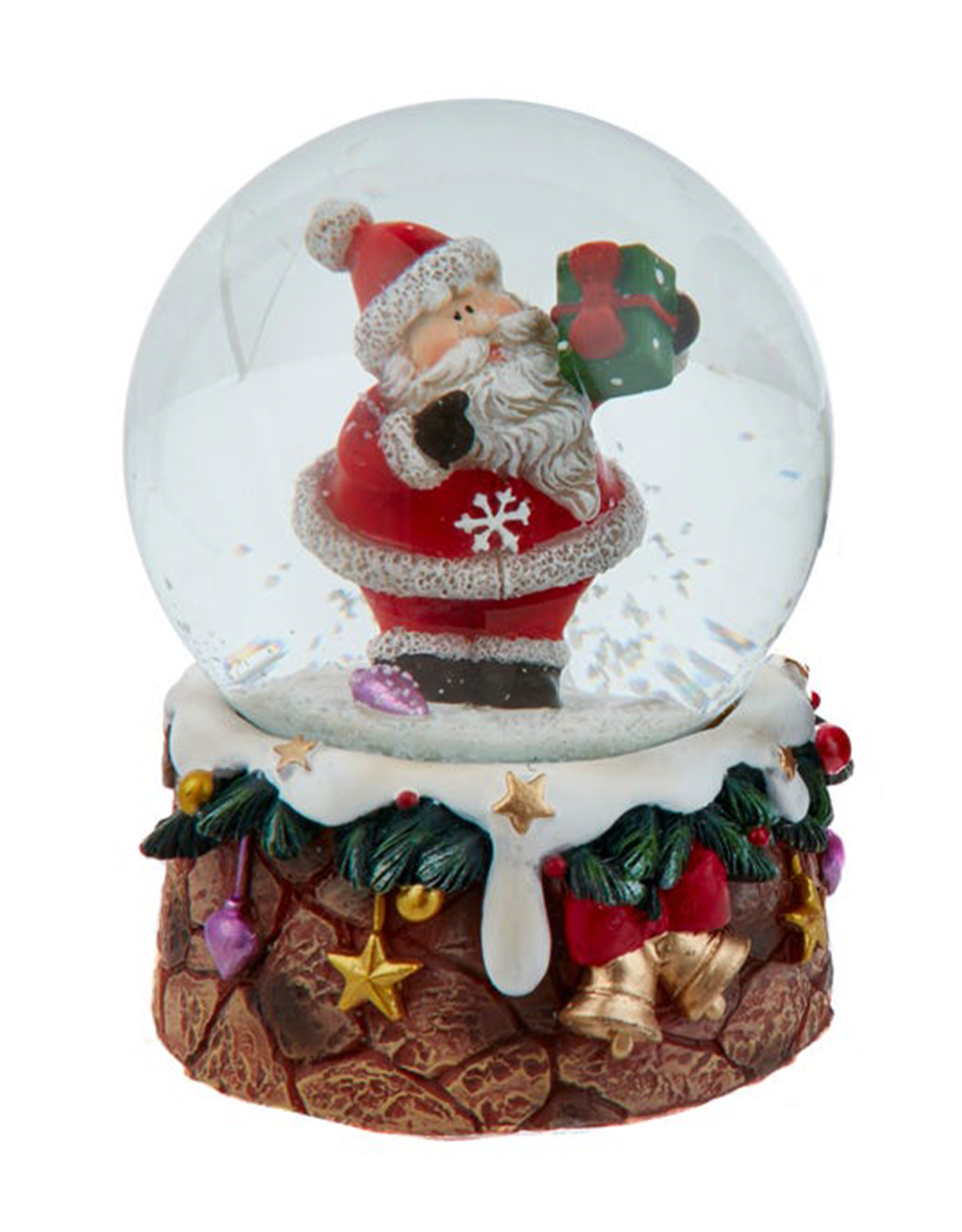 Kurt Adler Christmas Snow Globe 65mm Santa With Present Water Globe