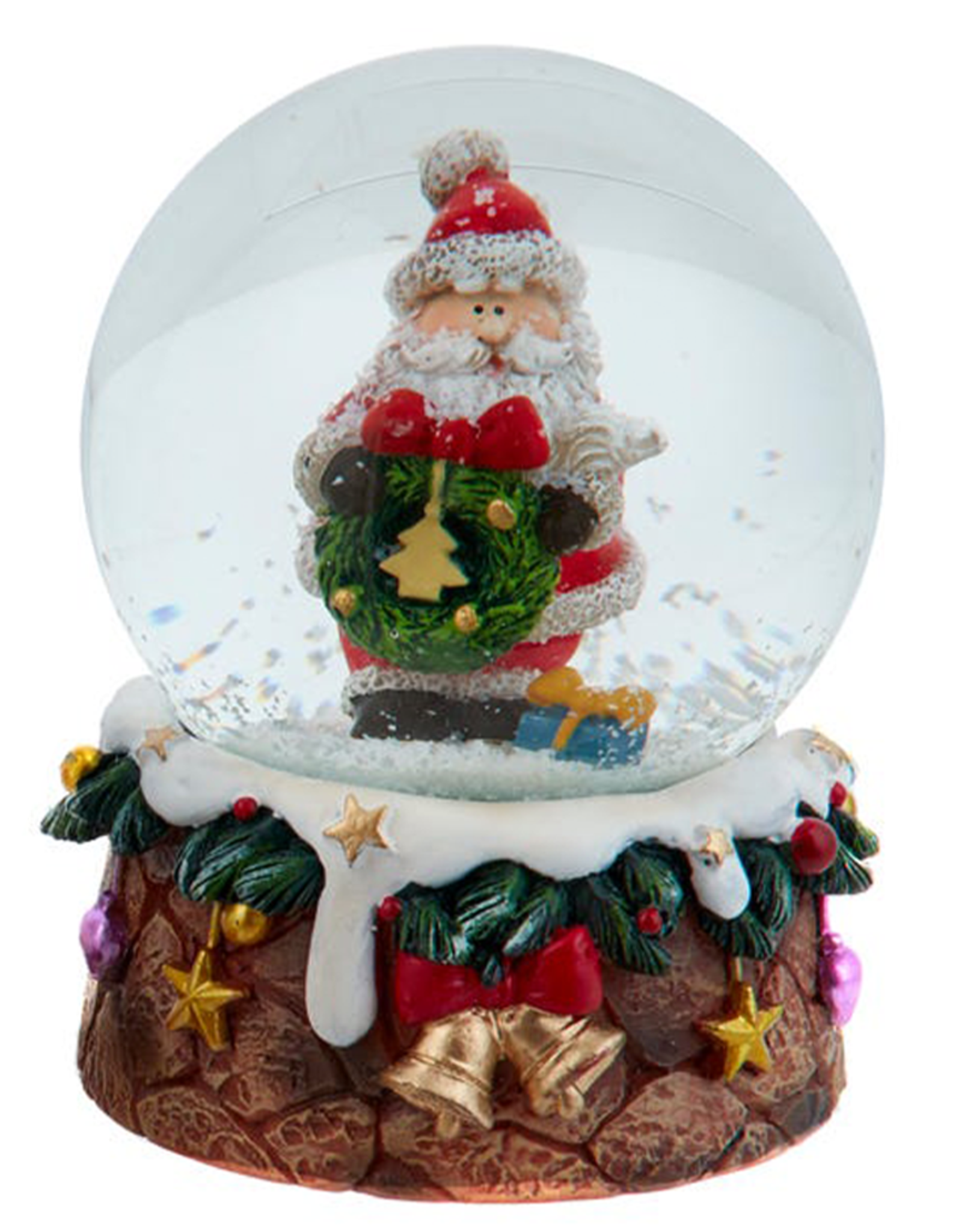 Kurt Adler Christmas Snow Globe 65mm Santa With Wreath Water Globe