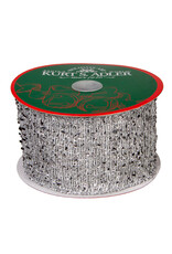Kurt Adler Silver With Foil Double Wire Ribbon 2.5x10 Yards