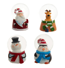 Kurt Adler Snow Globes 45mm 4 Asst Christmas Character Water Globes