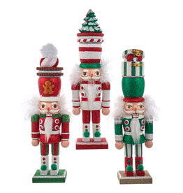 Kurt Adler Hollywood Nutcrackers w Whimsical Hats 3 Asst 12 Inch