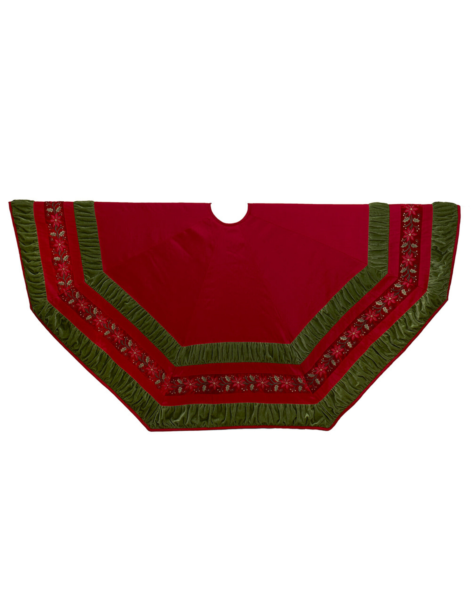 Kurt Adler Christmas Tree Skirts 72” Red w Green Border Tree Skirt