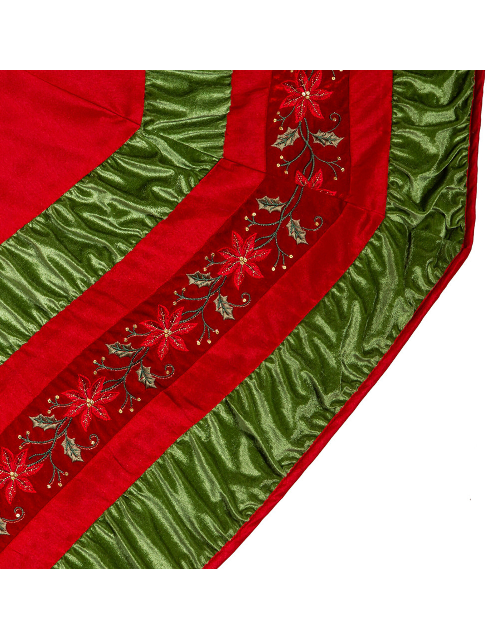 Kurt Adler Christmas Tree Skirts 72” Red w Green Border Tree Skirt