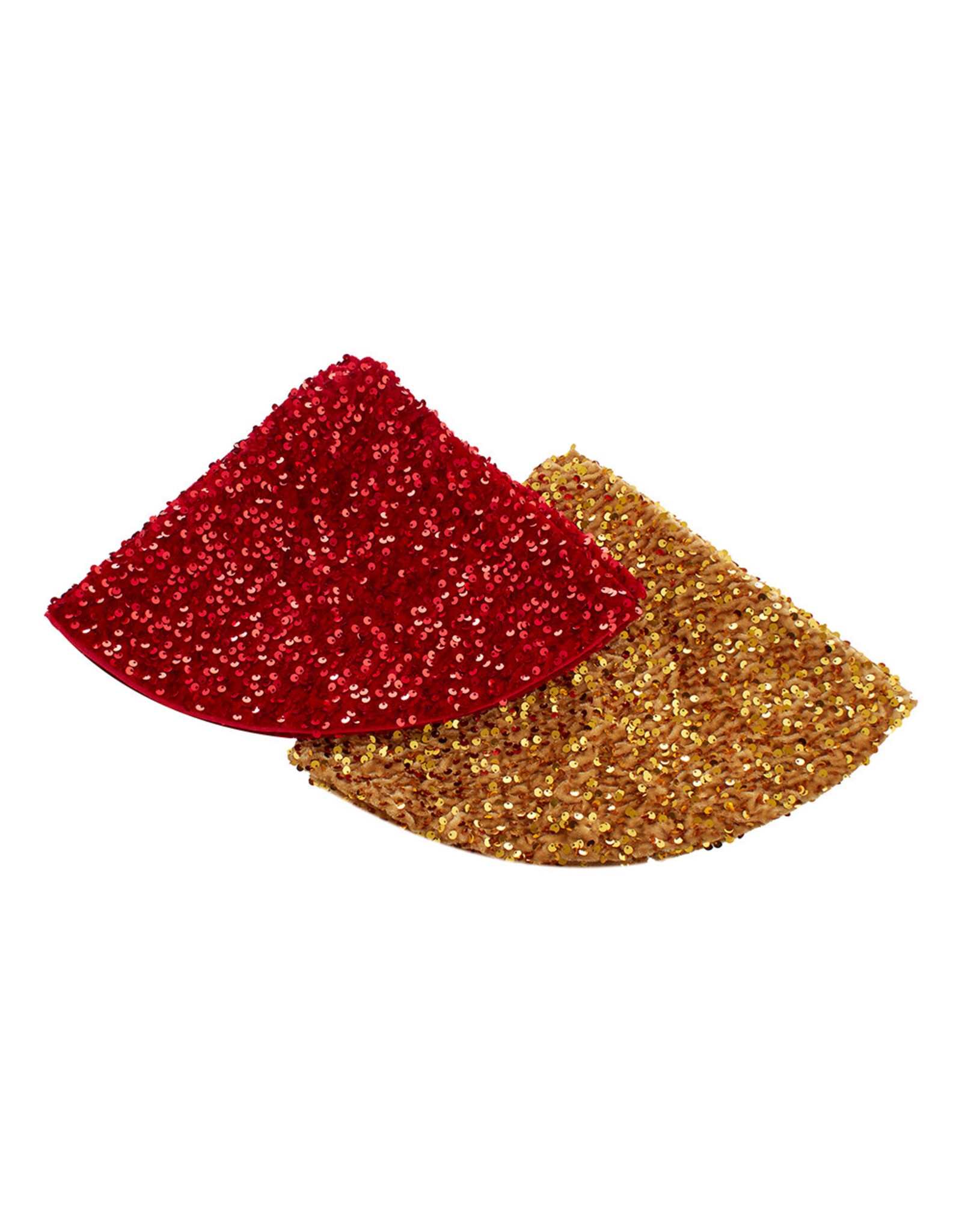 Kurt Adler Christmas Tree Skirts 20” 2 Astd Red & Gold Sequined