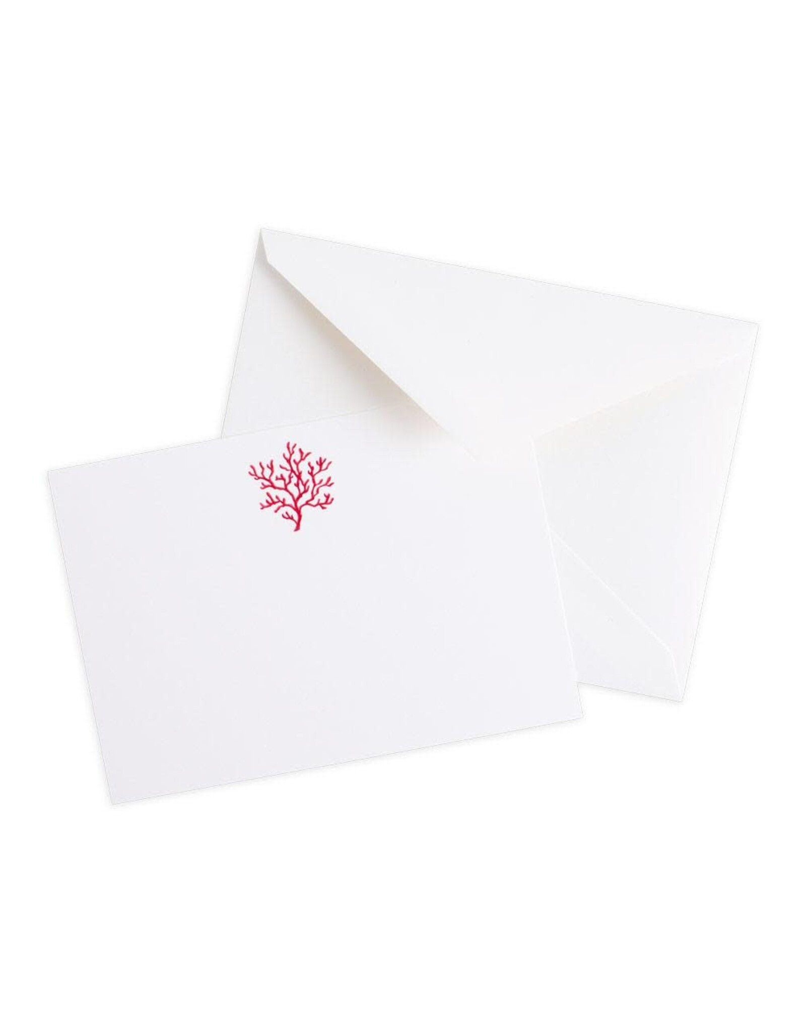 Caspari Correspondence Cards Boxed Set of 12 - Coral