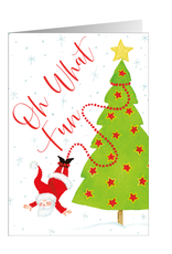 Caspari Christmas Cards Twirling Santa Card