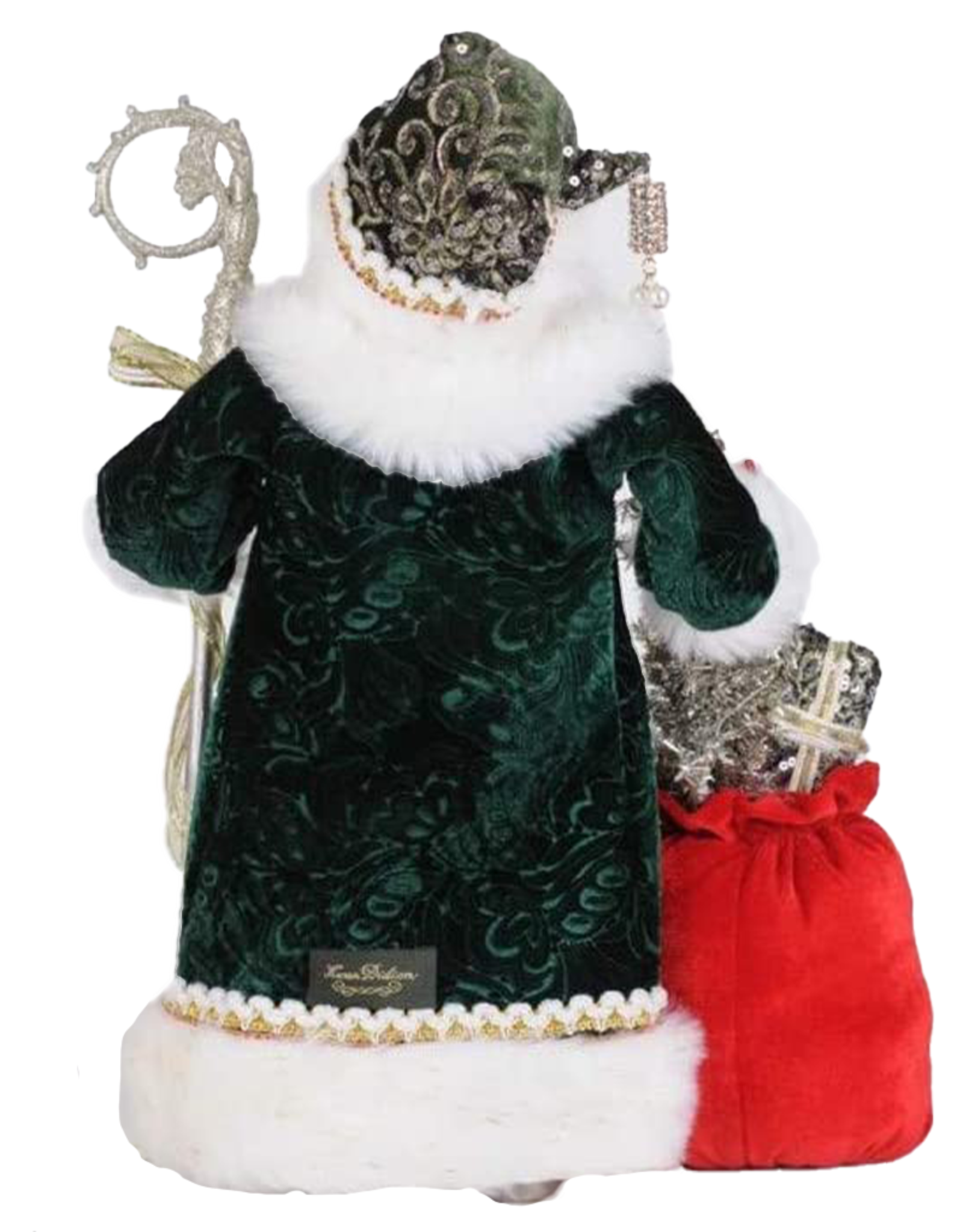 Karen Didion Lighted Sparkling Emerald Santa Christmas Decor