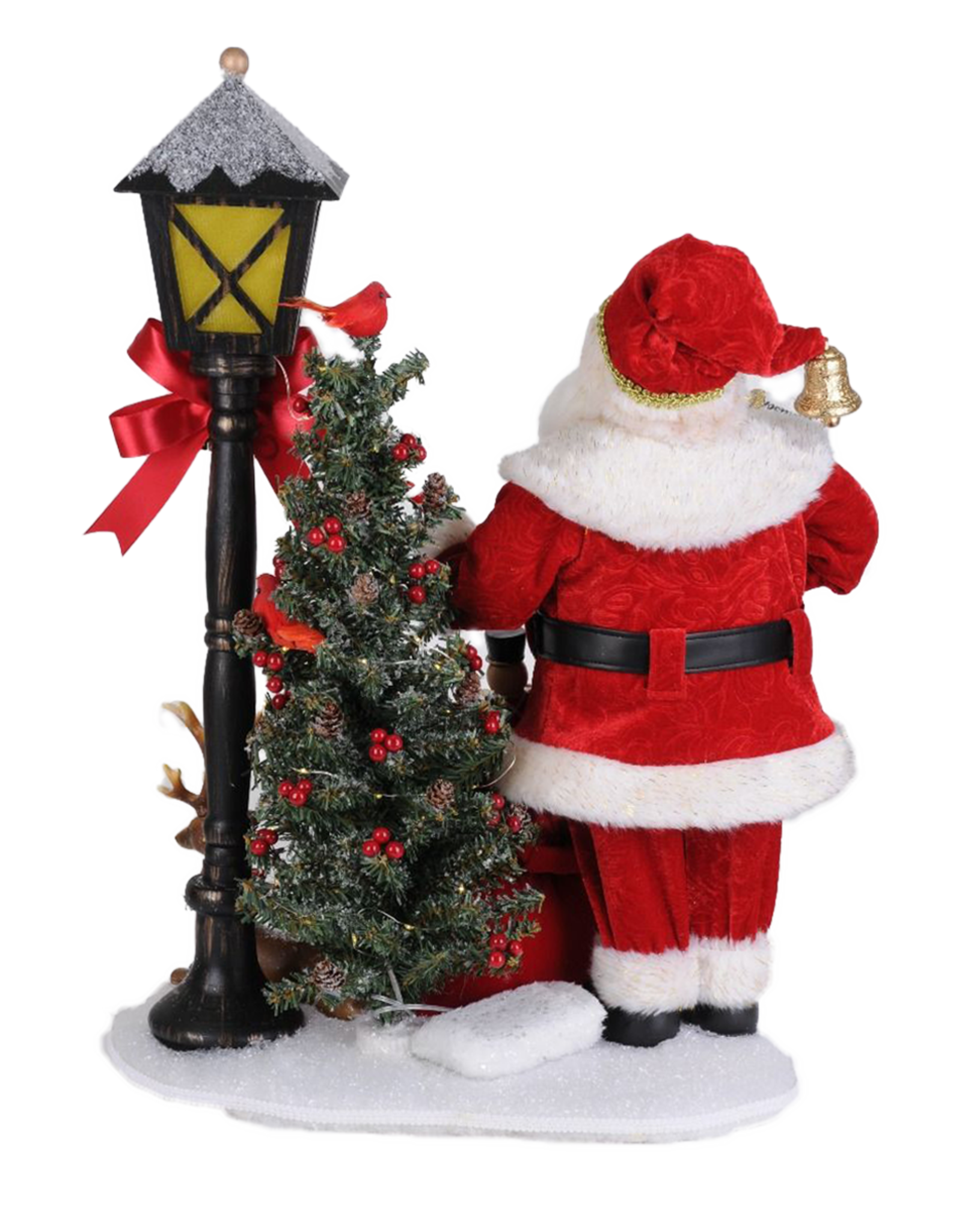 Karen Didion Lighted Christmas Harmony Lamp Post Santa Scene 17x13x24H