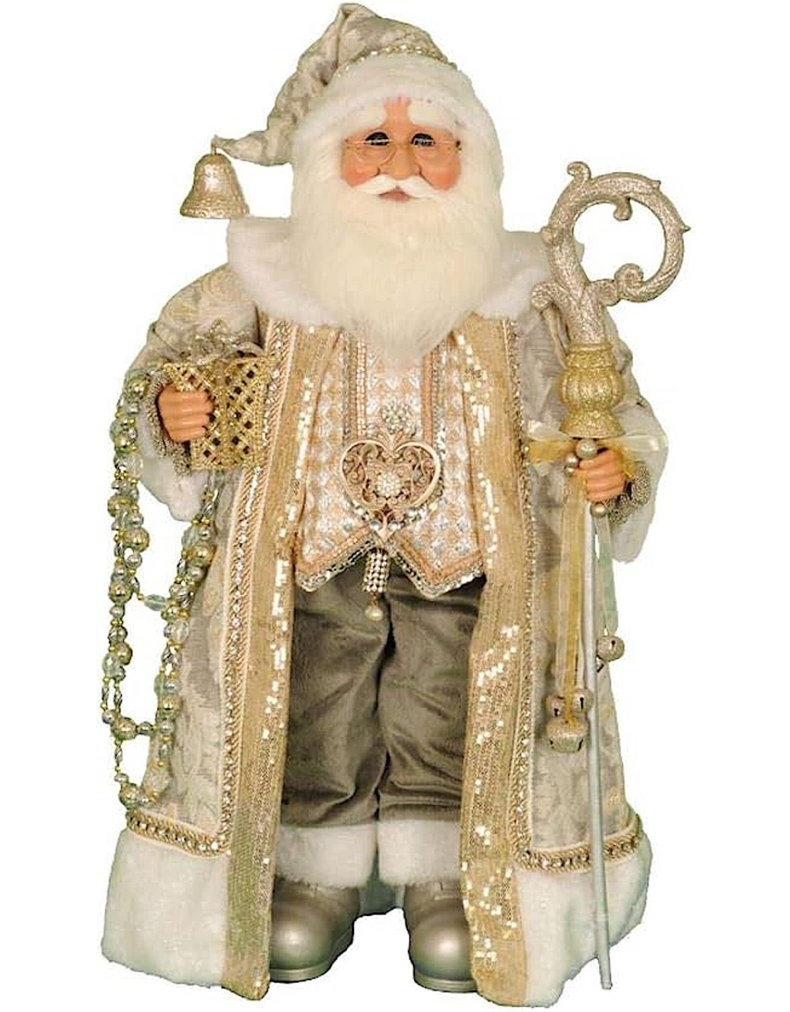 Karen Didion Cream And Gold Santa Figure 27 Inches