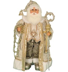Karen Didion Cream And Gold Santa Figure 27 Inches