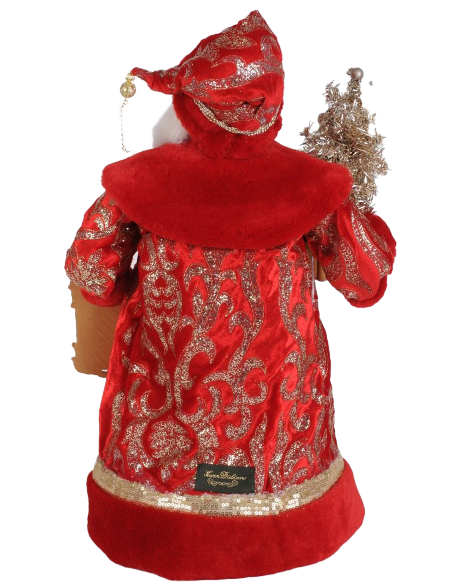 Karen Didion Lighted Scarlet Jeweled Santa Figure 19 Inches