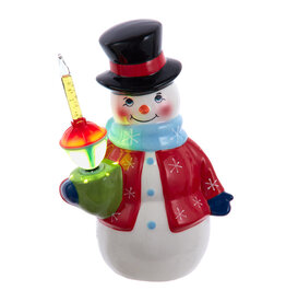 Kurt Adler Ceramic Snowman Bubble Light 10" Tabletop Decoration