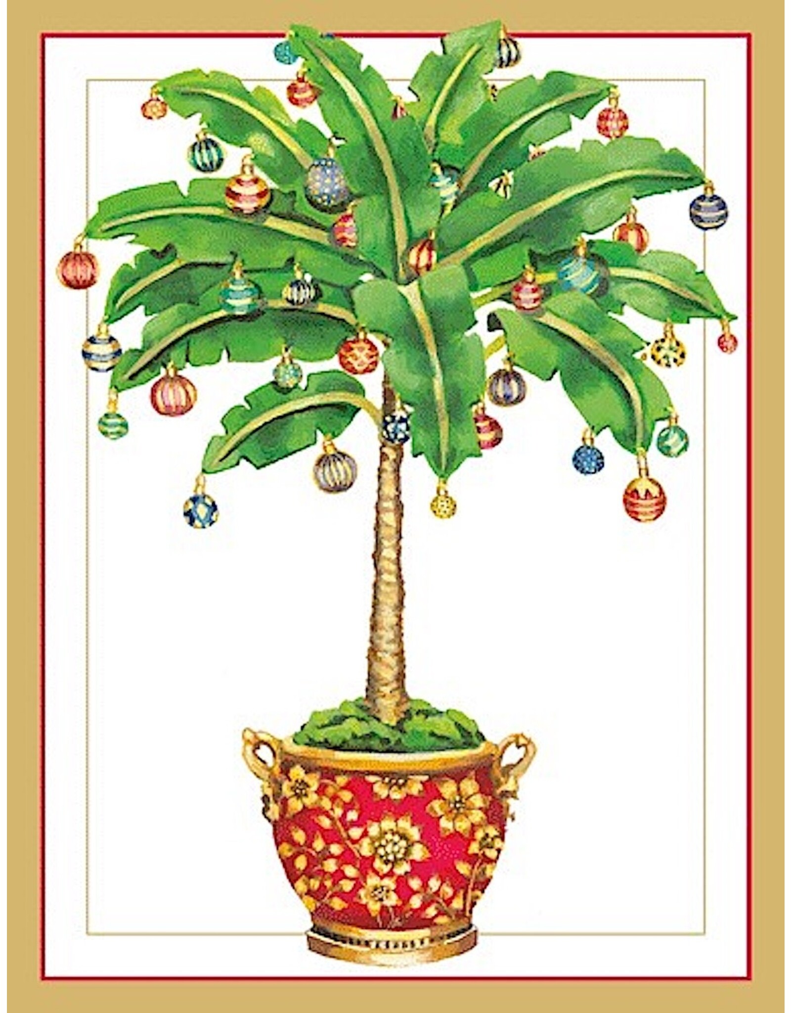 Caspari Boxed Christmas Cards 16pk Ornamented Palm - Digs N Gifts