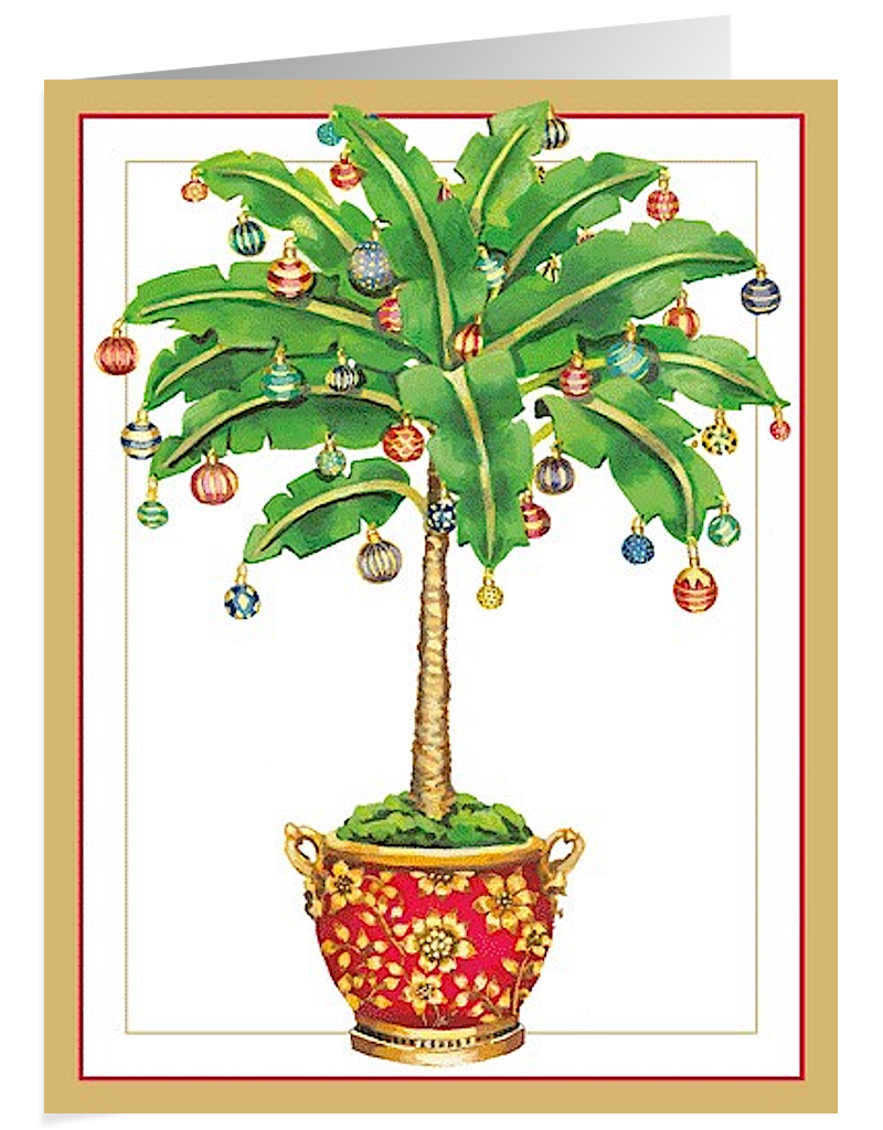 Caspari Boxed Christmas Cards 16pk Ornamented Palm Digs N Gifts