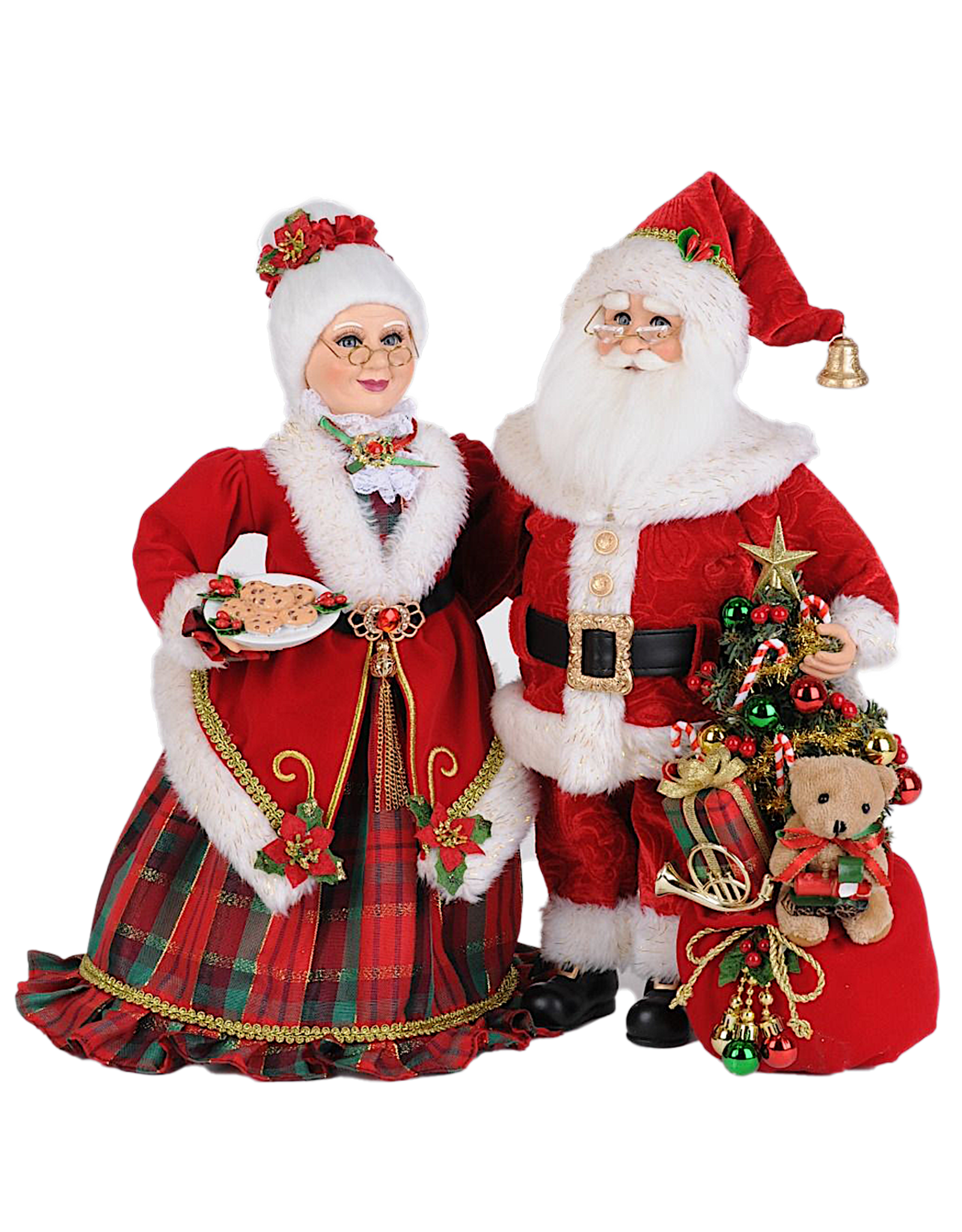 Karen Didion Lighted Santa and Mrs. Claus Bearing Gifts
