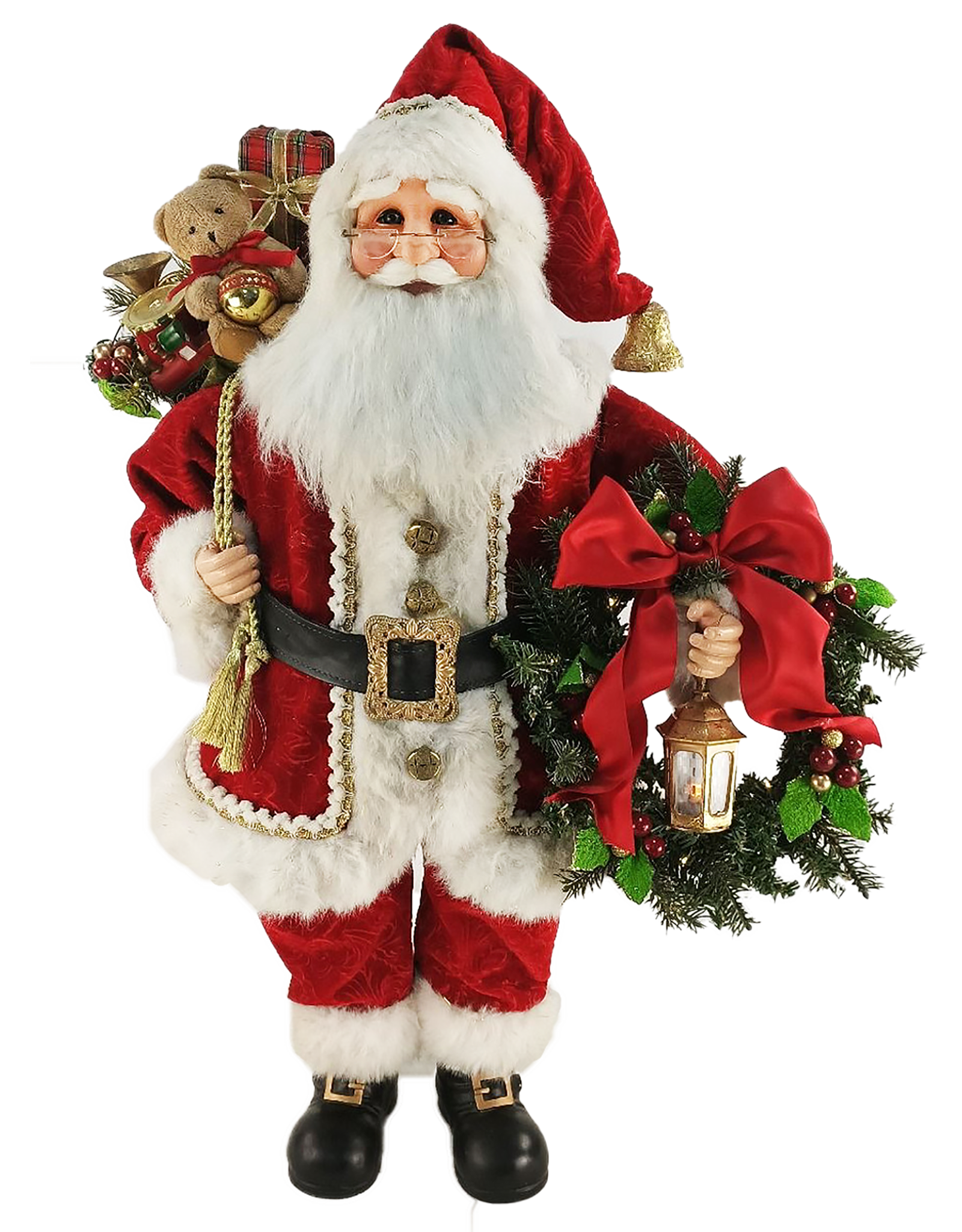 Karen Didion Lighted Wreath And Gifts Santa II 32 Inches