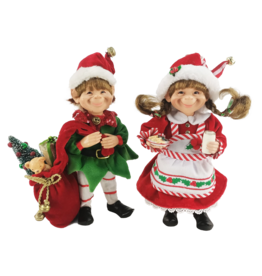 Karen Didion Christmas Elves Santa's Helpers Elf Set of 2
