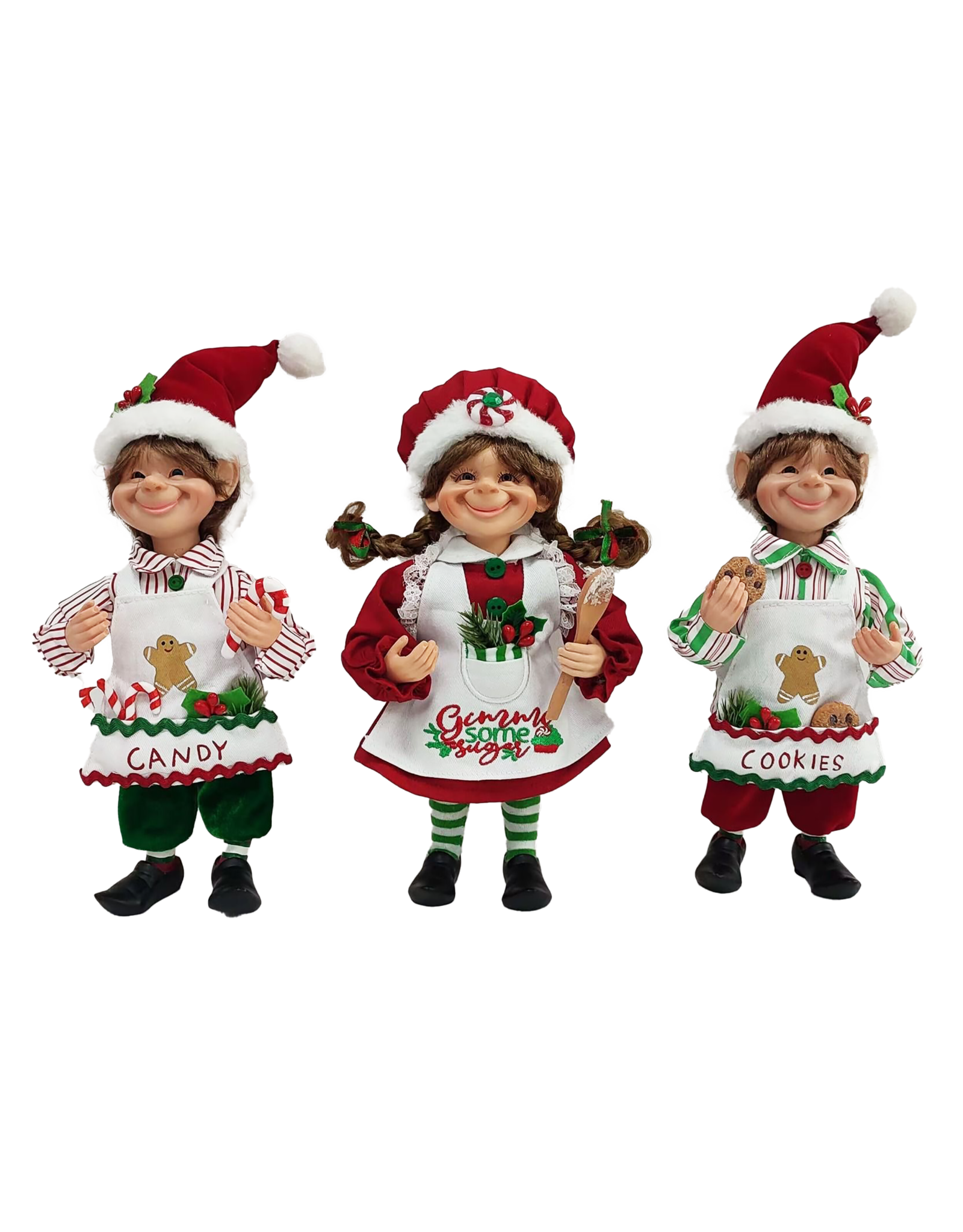 Karen Didion Christmas Elves Sugar Rush Elf Set of 3