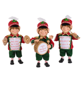 Karen Didion Christmas Elves Musical Elf Set of 3