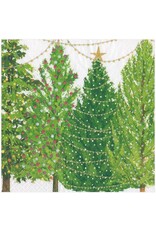 Caspari Christmas Paper Lunch Napkins 20pk Christmas Trees With Lights