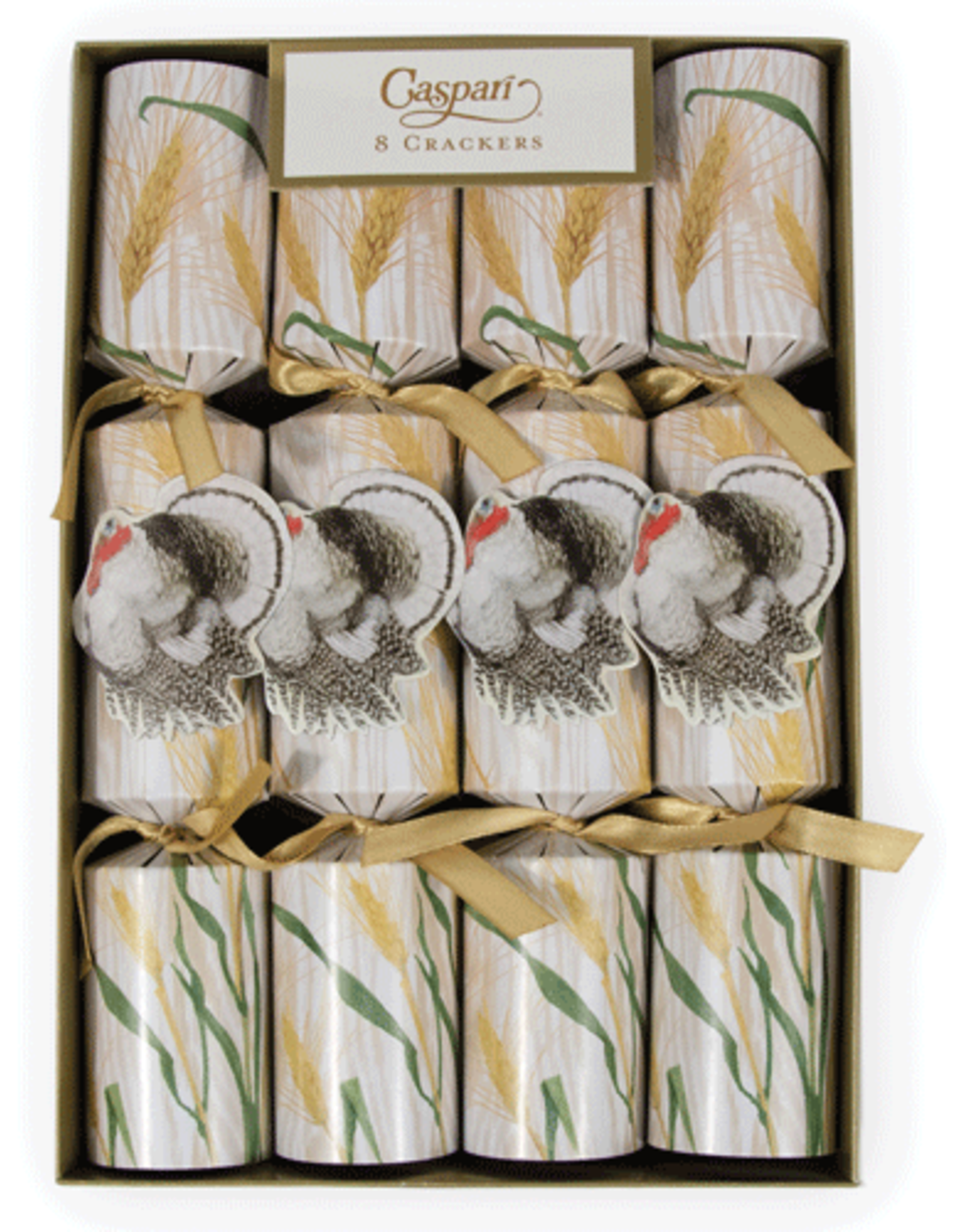 Caspari Thanksgiving Celebration Crackers 8pk Homestead Turkey