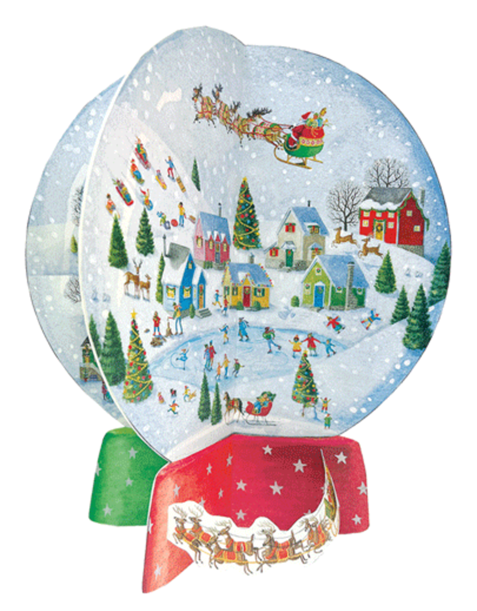 Caspari Christmas Advent Calendar 3D Winter Village Snow Globe