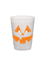 Rosanne Beck Frost Flex Cups 8pk Halloween Orange Jack O Lantern Face