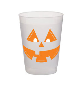 Rosanne Beck Frost Flex Cups 8pk Halloween Orange Jack O Lantern Face