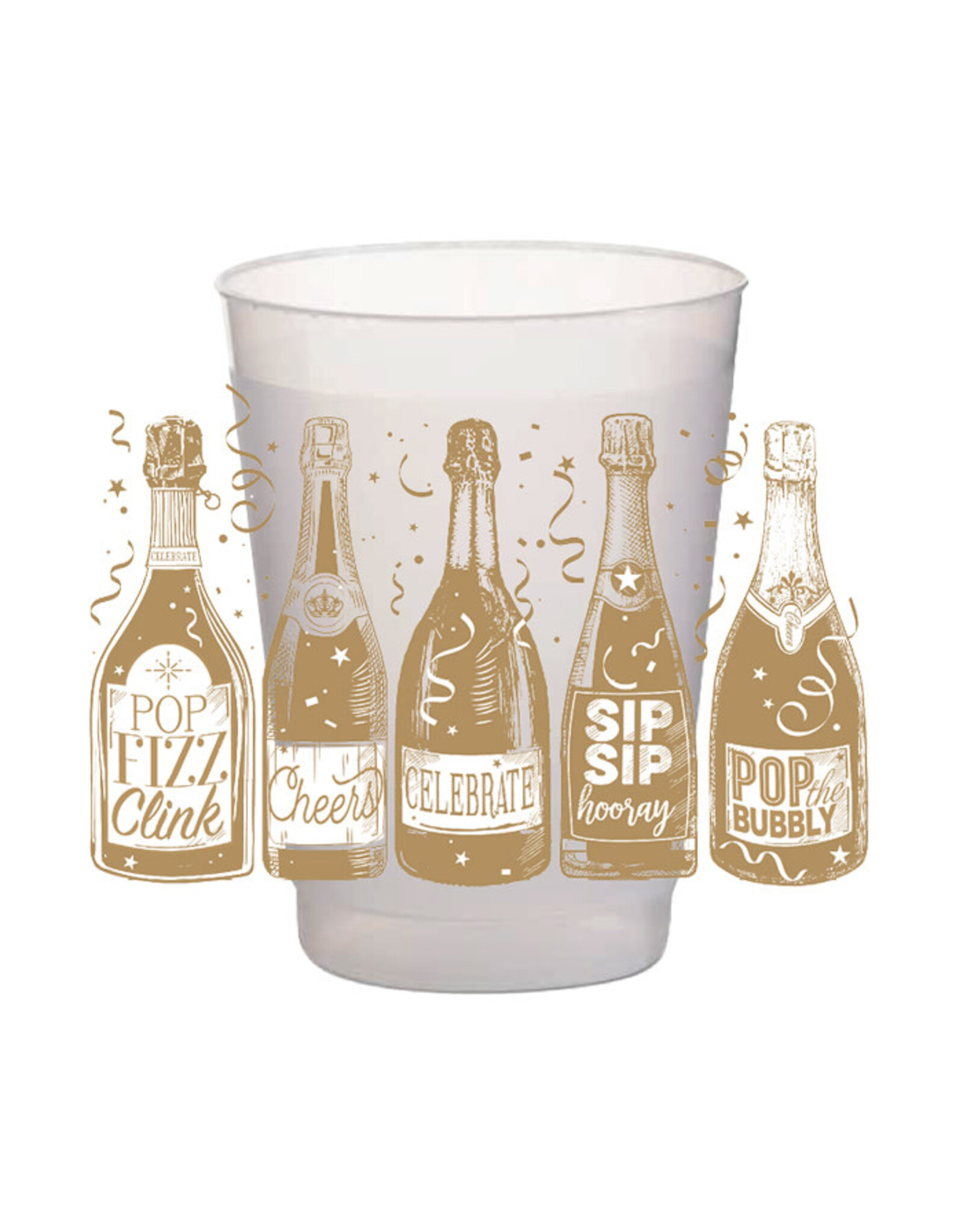 Rosanne Beck Frost Flex Cups 8pk Cheers Champagne Bottles