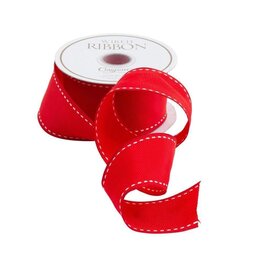 Christmas Stripes Tinsel Edge Wired Ribbon, 1-1/2-Inch, 10-Yard