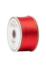 Caspari Red And Gold Reversible Satin Wired Ribbon 6 Yard Spool